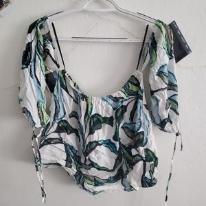 Off the shoulder sleeve shirt.